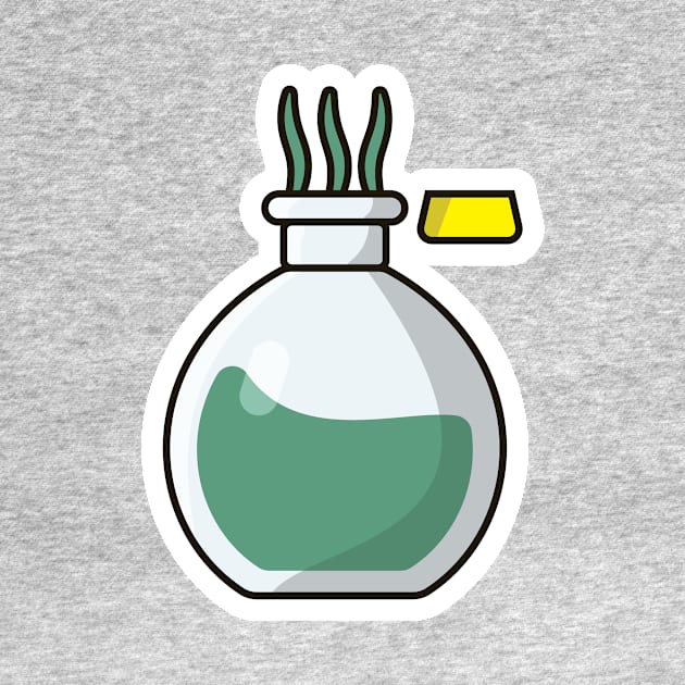 Witch Potion Bottle Sticker vector illustration. Science object icon concept. Halloween potion icon. Halloween drink sticker design. Bottle of Green Poison sticker vector design. by AlviStudio